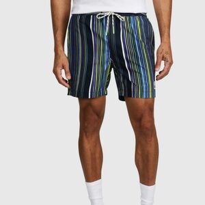 New Psycho Bunny Adkins Navy Striped Swim Shorts Mens XL